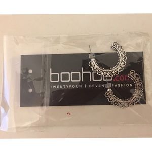 Cute bohemian silver half hoops